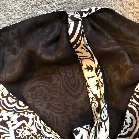 INC International concepts silk halter tie top fully lined black and white 4P - Picture 5 of 6